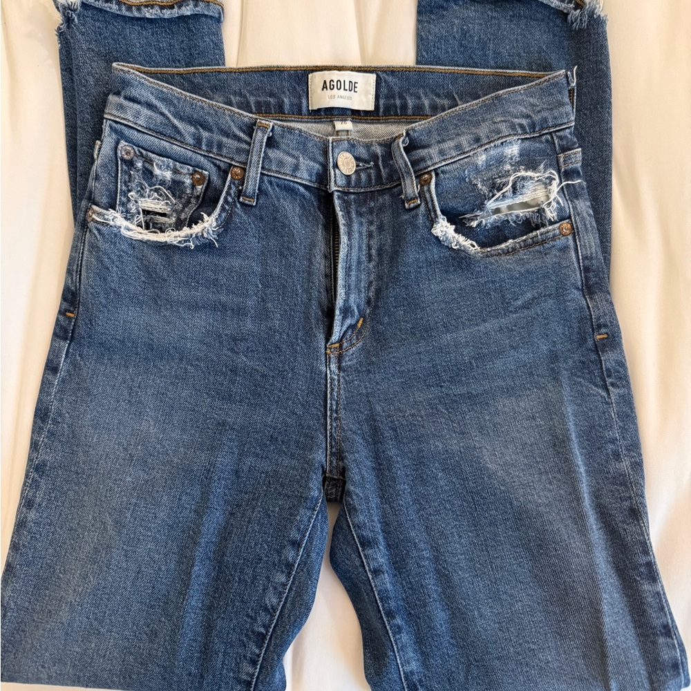 Agolde High-Rise Blue Distressed Women's Jeans